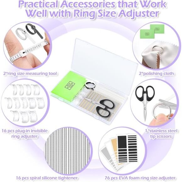 114 Pcs Ring Sizer Adjuster for Loose Rings with Ring Size Measuring Tool - Picture 5 of 8